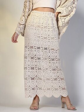 Cream Crochet Maxi Skirt